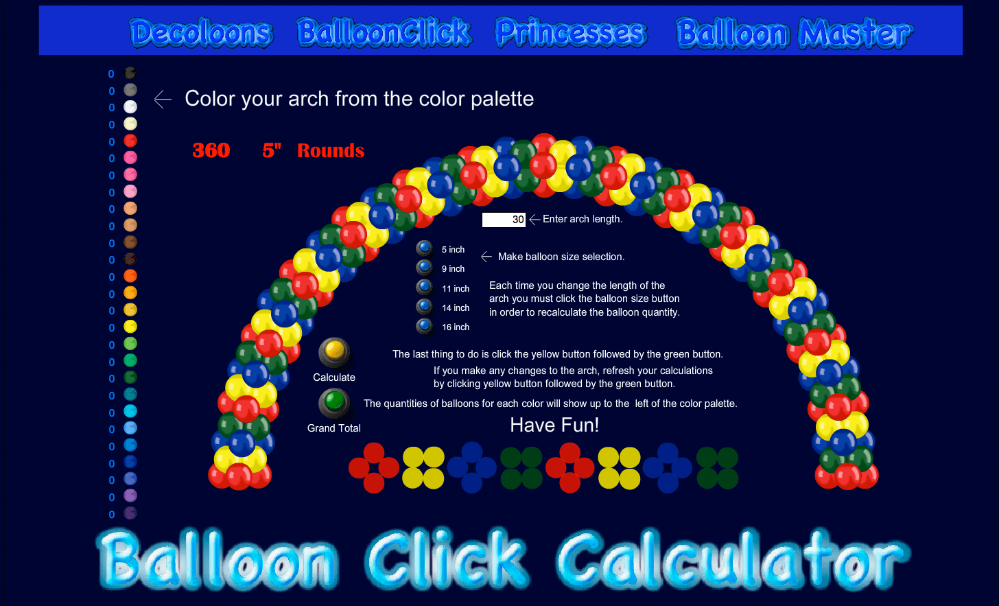 Balloon Arch Calculator