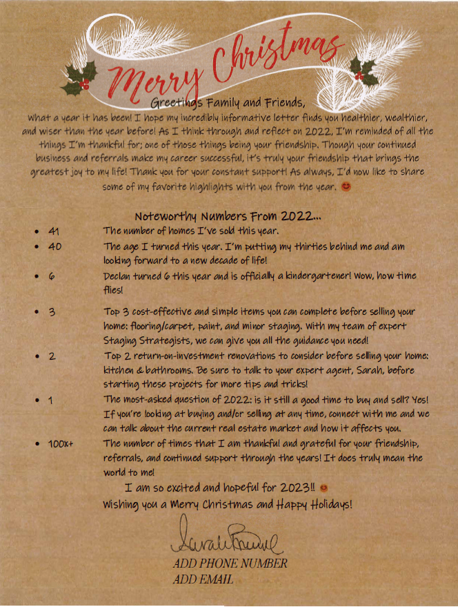 Real Estate Tip of The Week Holiday Letters to Clients Click Contracts