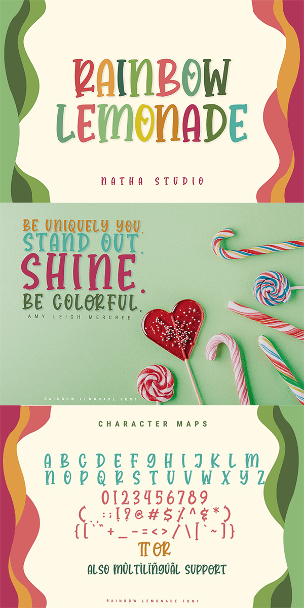 Rainbow Lemonade font clickfreefonts