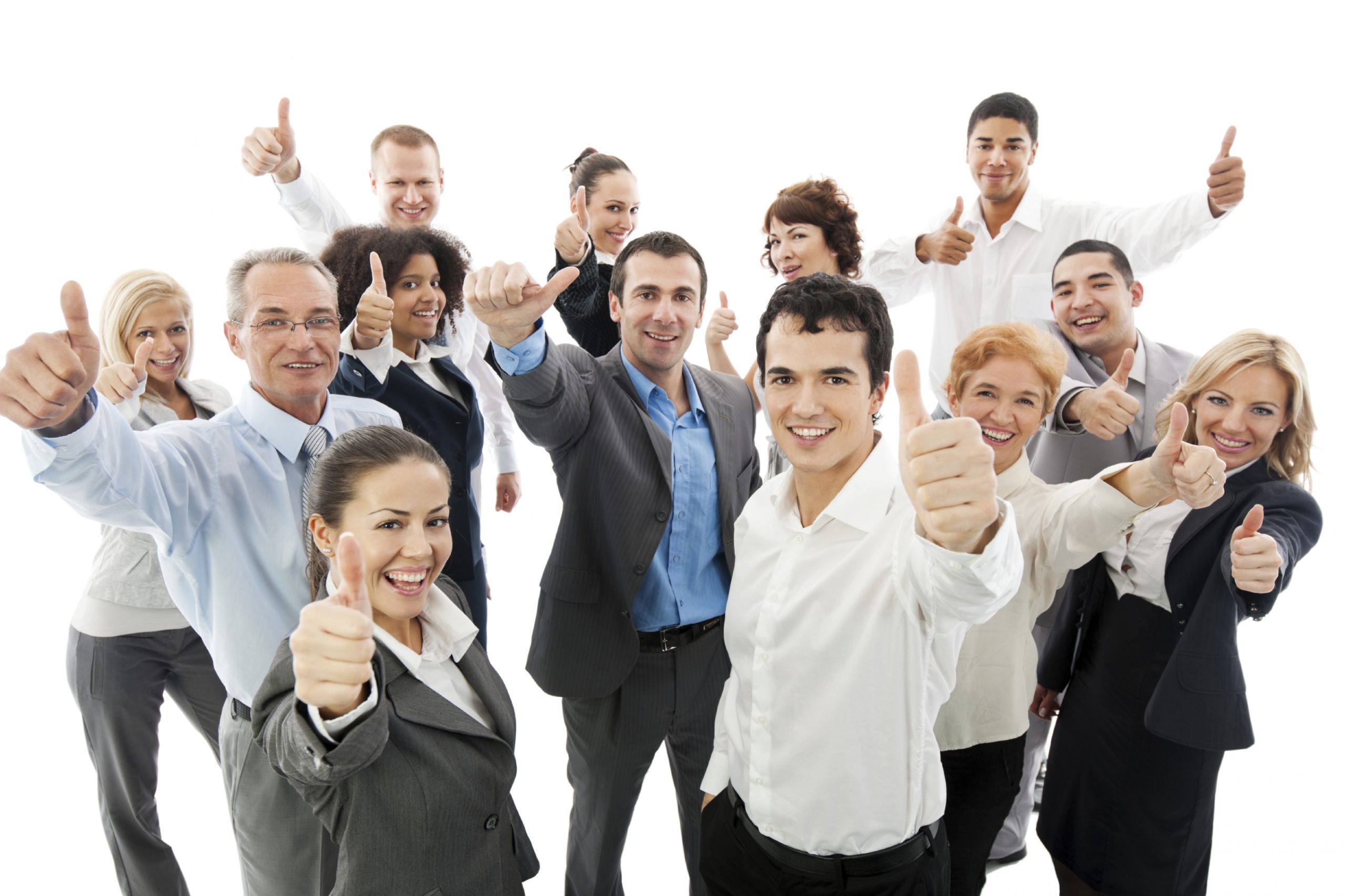 Successful Business People Showing Thumbs Up. ClickHowTo