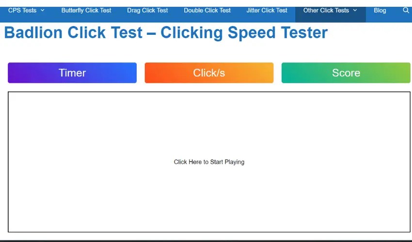 Other Click Tests Clicking Speed Tester