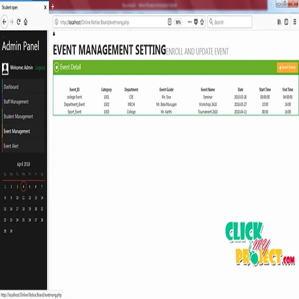 Online Notice Board System ClickMyproject