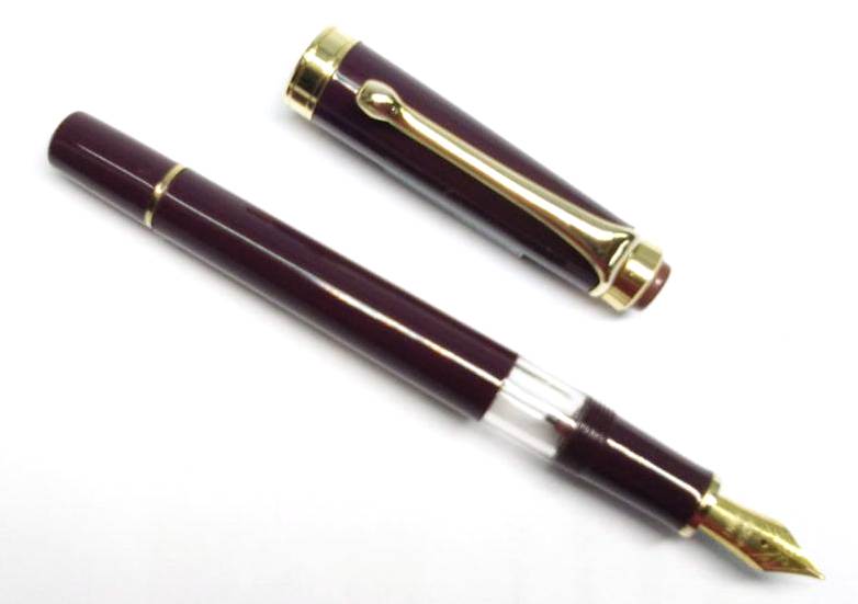 Click Tulip Piston Fountain Pen Solid Maroon CLICK Pens