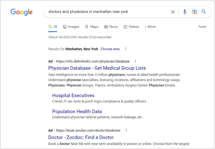 Google Ads for Doctors & Physicians Medical Practice PPC