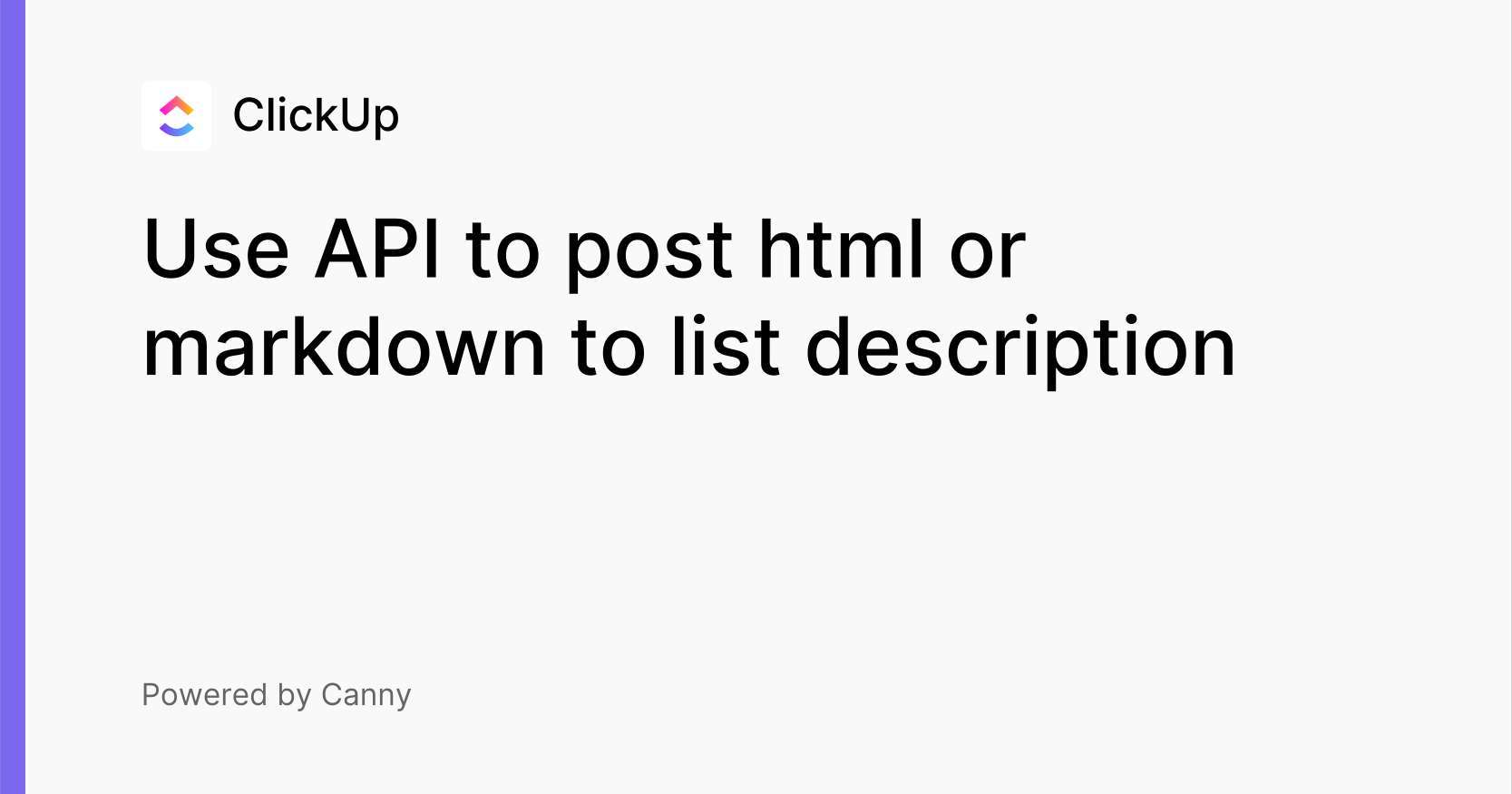 Use API to post html or markdown to list description Voters ClickUp