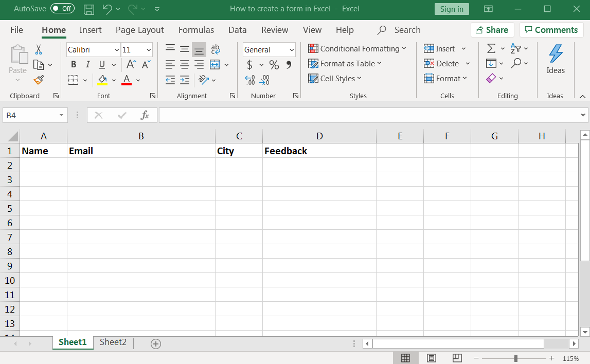 Excel Data Entry Form Template Excel 2019