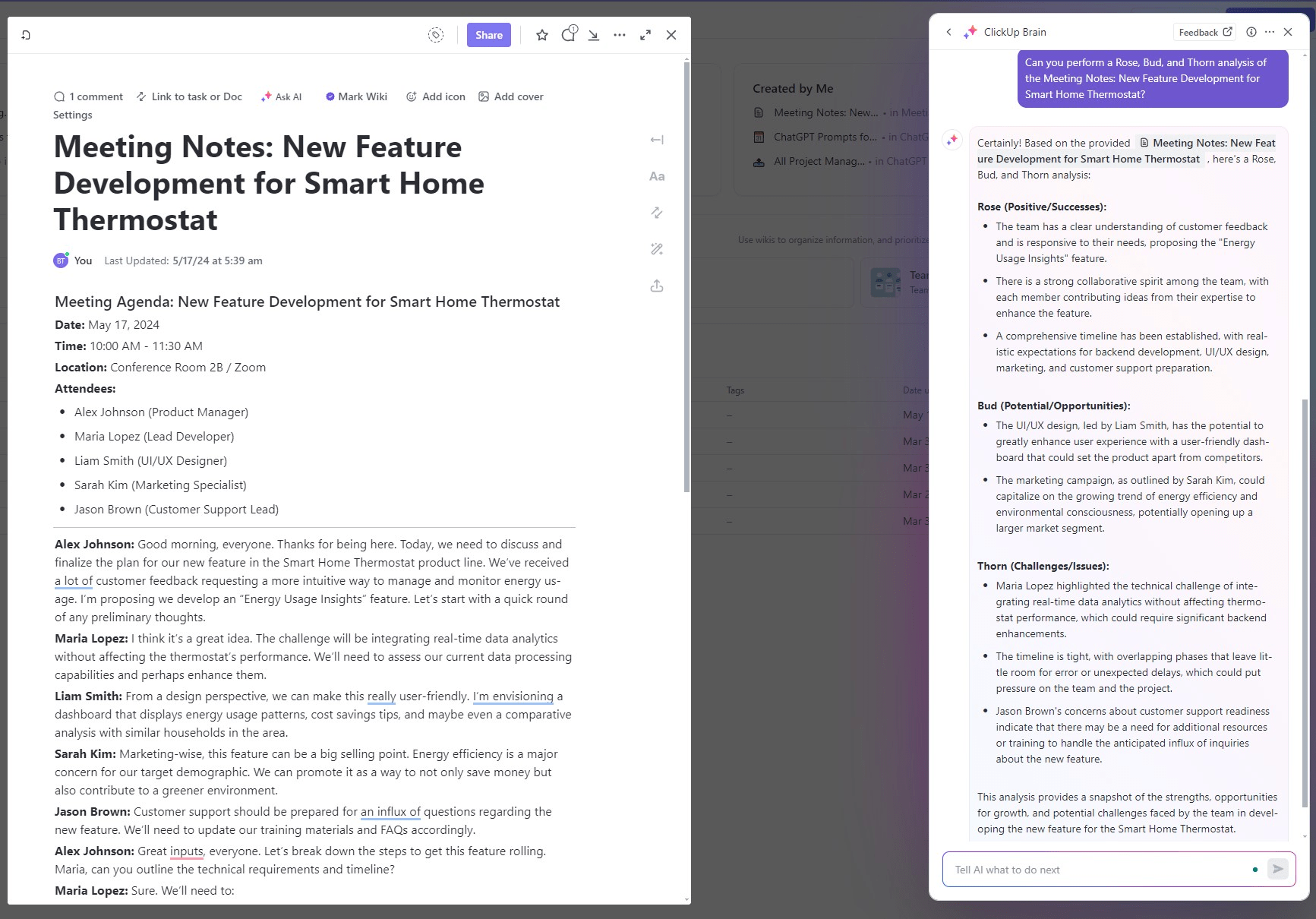 How to Implement Rose, Bud, Thorn Method ClickUp