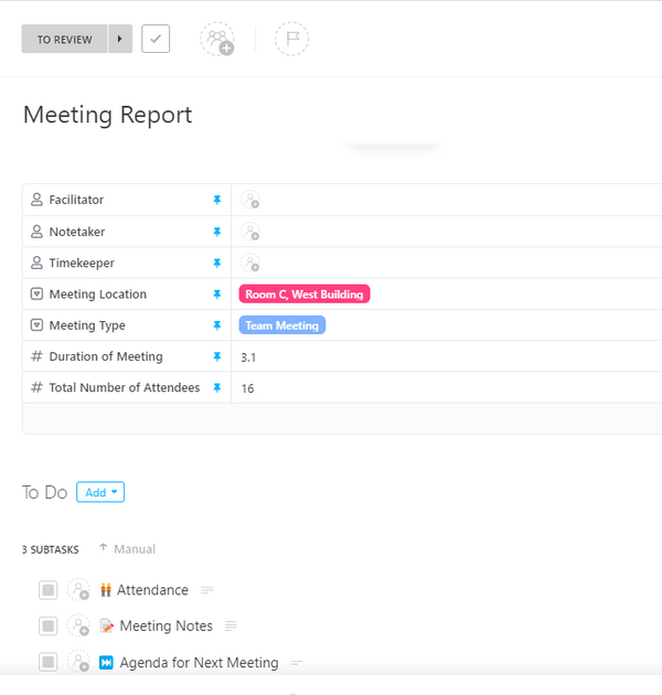 Meeting Report Template by ClickUp™