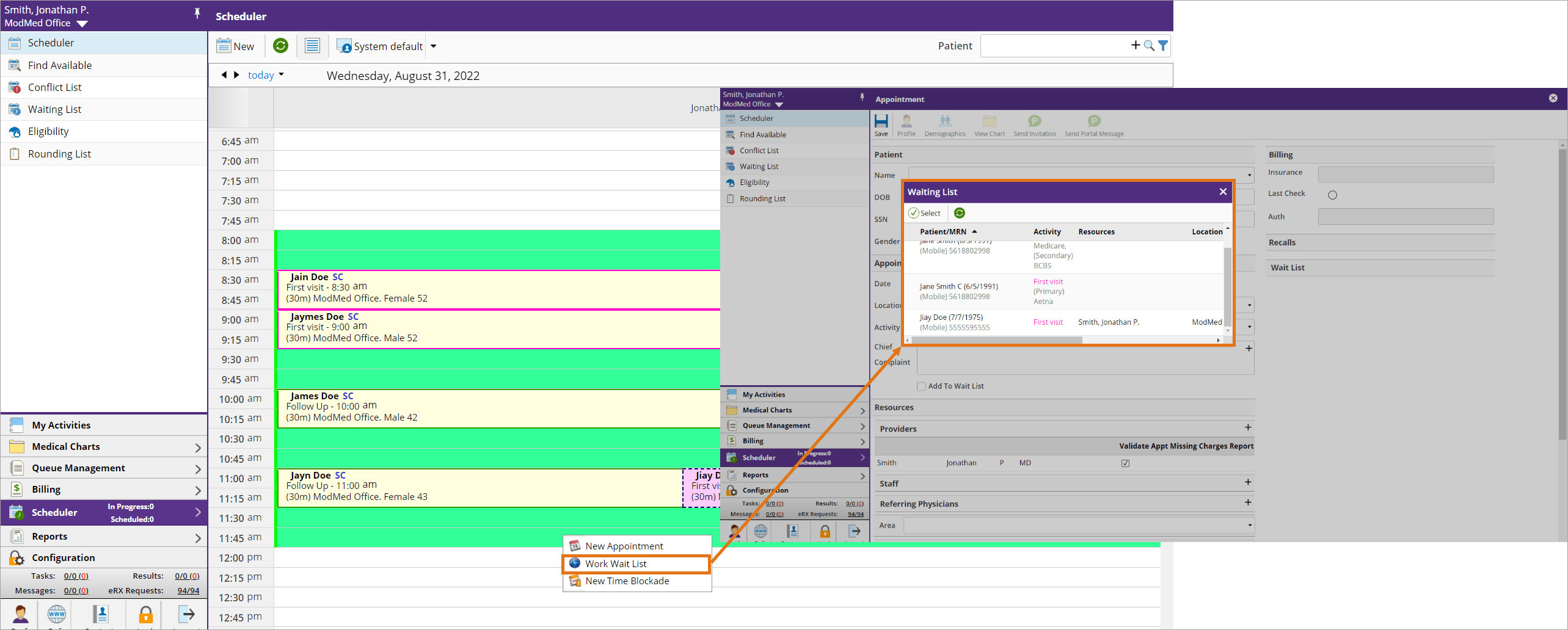 Let’s Work the Waitlist from Calendar View gMed
