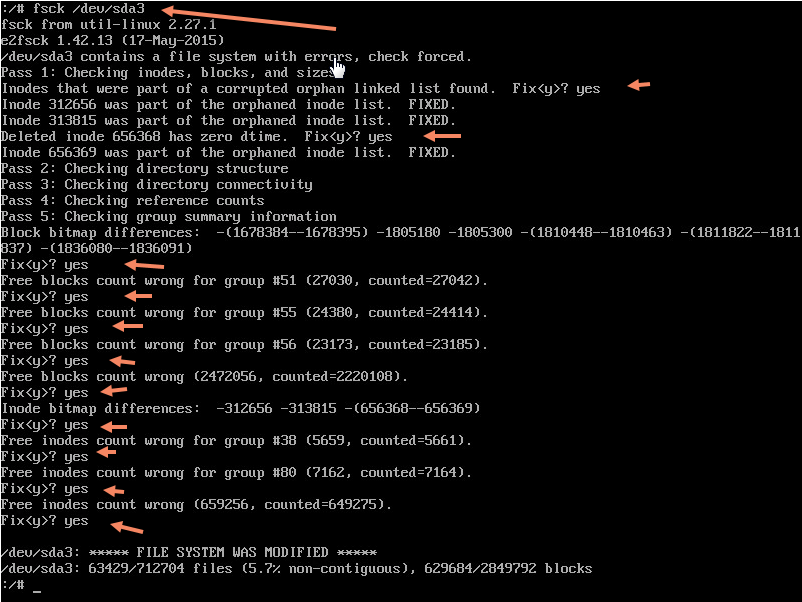 Failed to start file System Check on /dev/dis VCSA vSphere 6.5