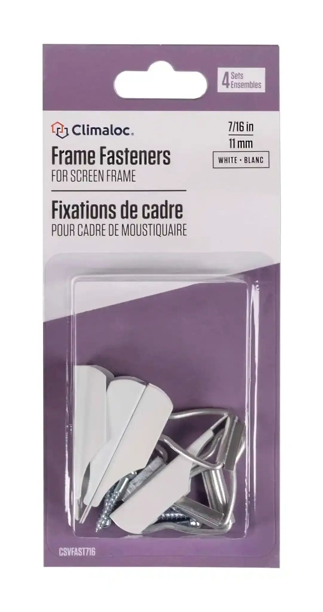 Frame Fasteners For Screen Frame 7/16in White Climaloc Solutions