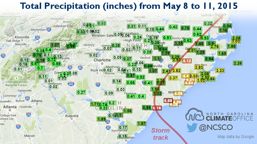 SlowMoving Ana Brings Steady Rains to Eastern NC North Carolina