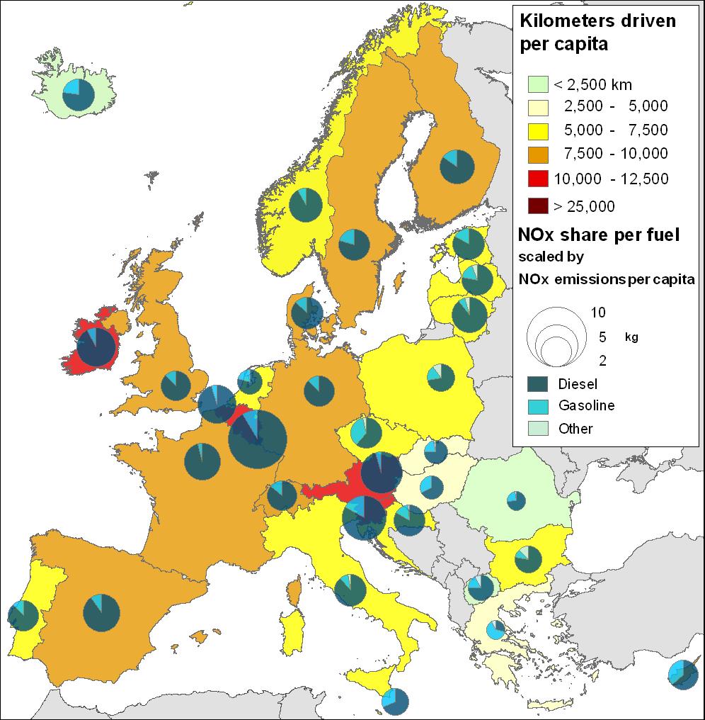 Diesel cars are a major source of NO2 emissions in European cities