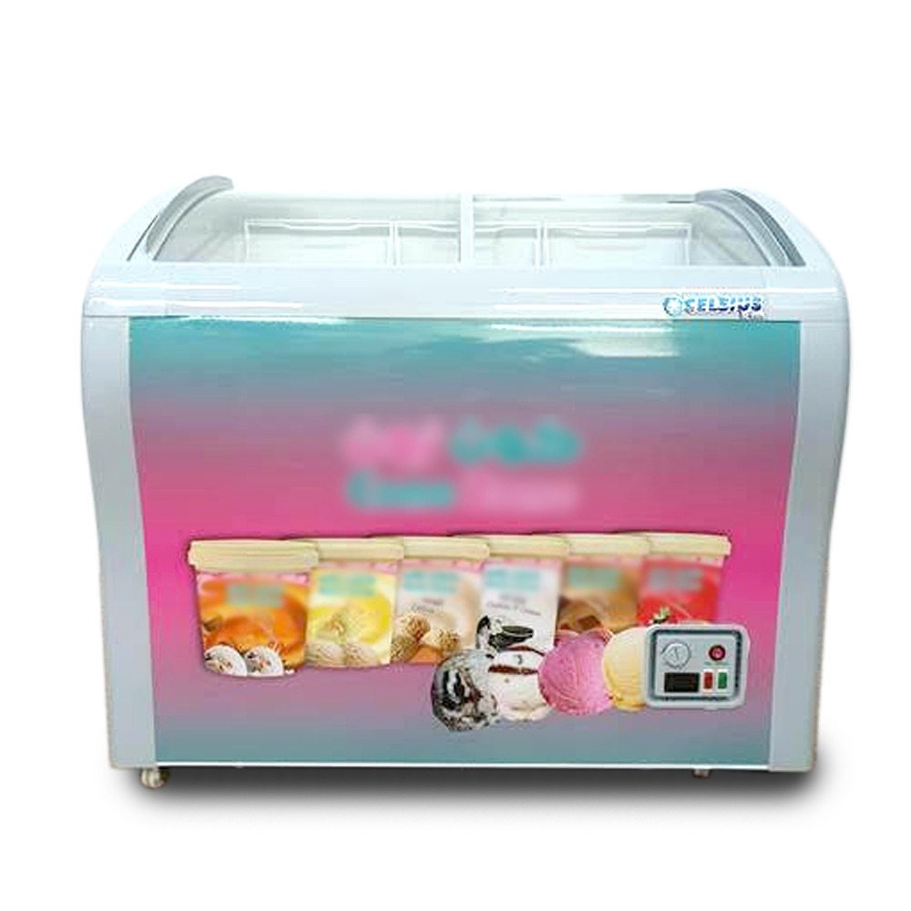 Chest freezer 300L, curved glass door Climate Plus