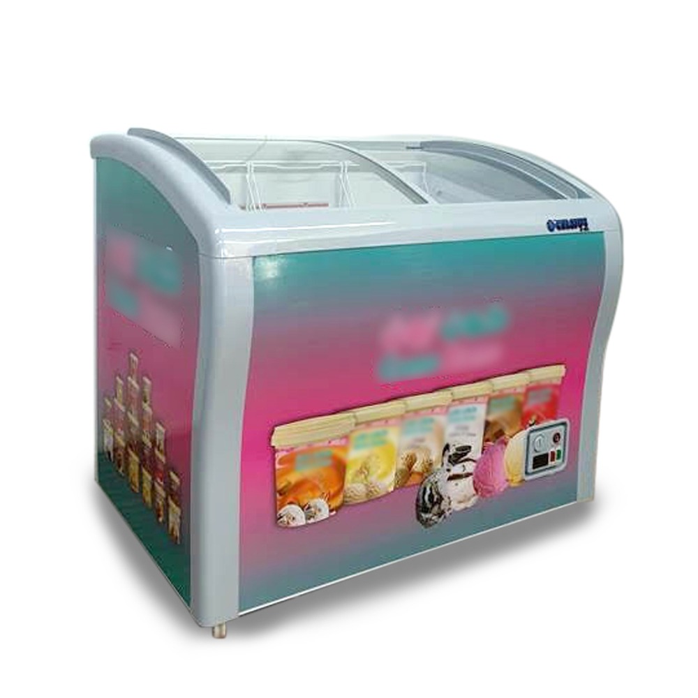 Chest freezer 300L, curved glass door Climate Plus