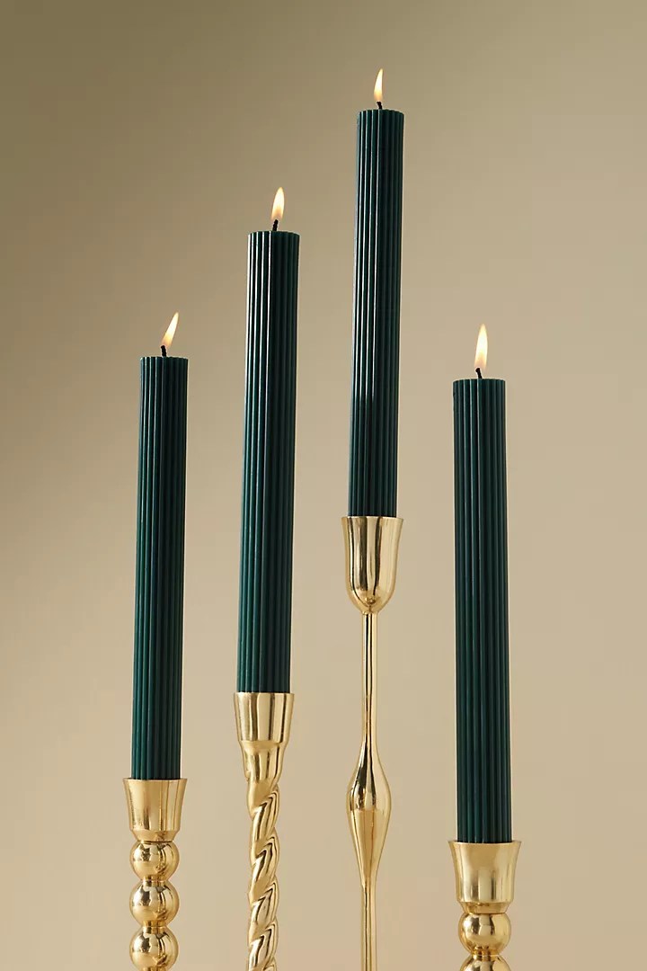 EMERALD GREEN Taper Candles, Set of 4 climeno