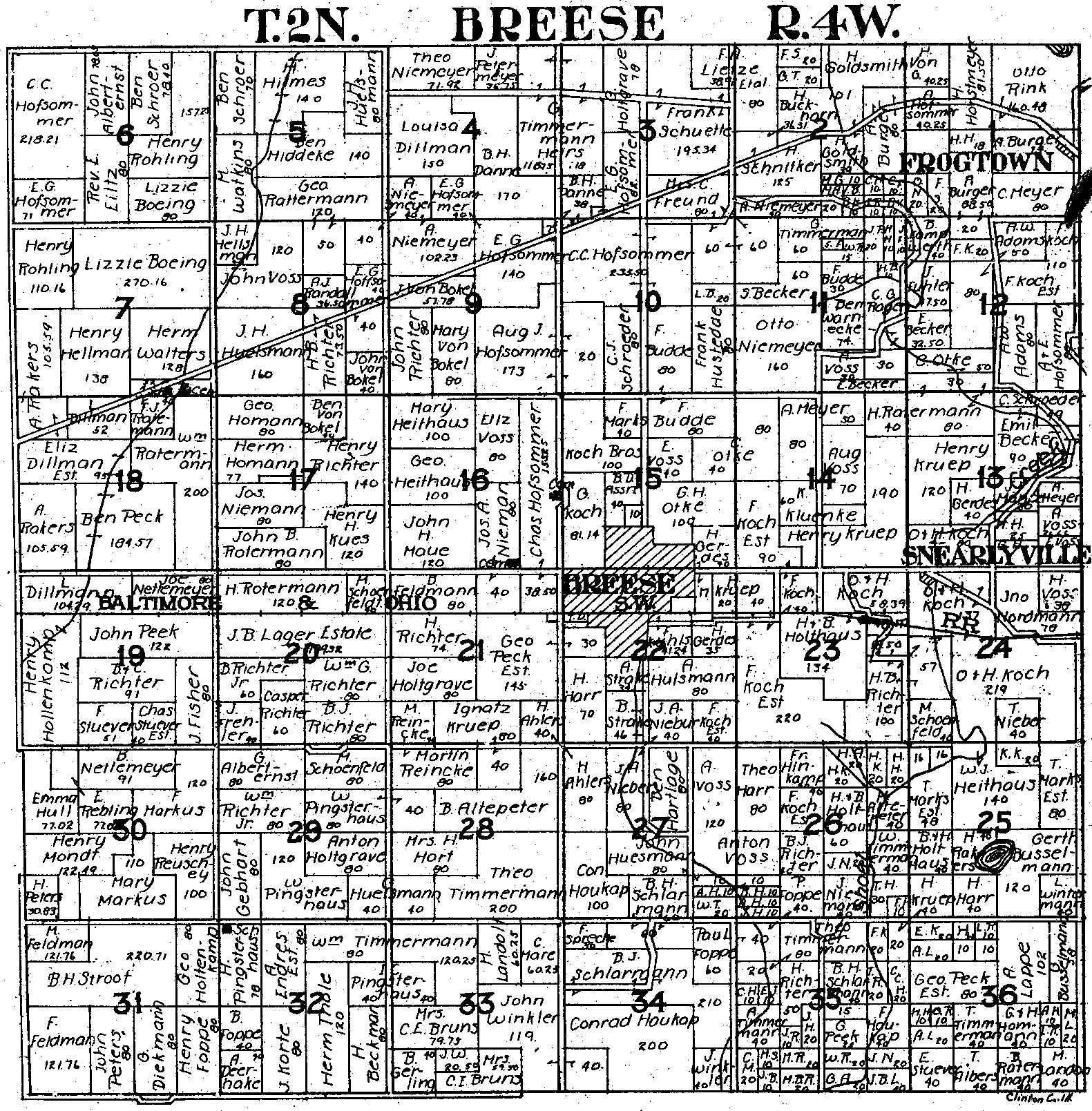 1937 Plat Map Breese Twp. Clinton County Illinois