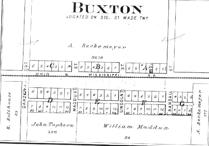 Buxton (Beckemeyer) 1892 Plat Map, Clinton County IL