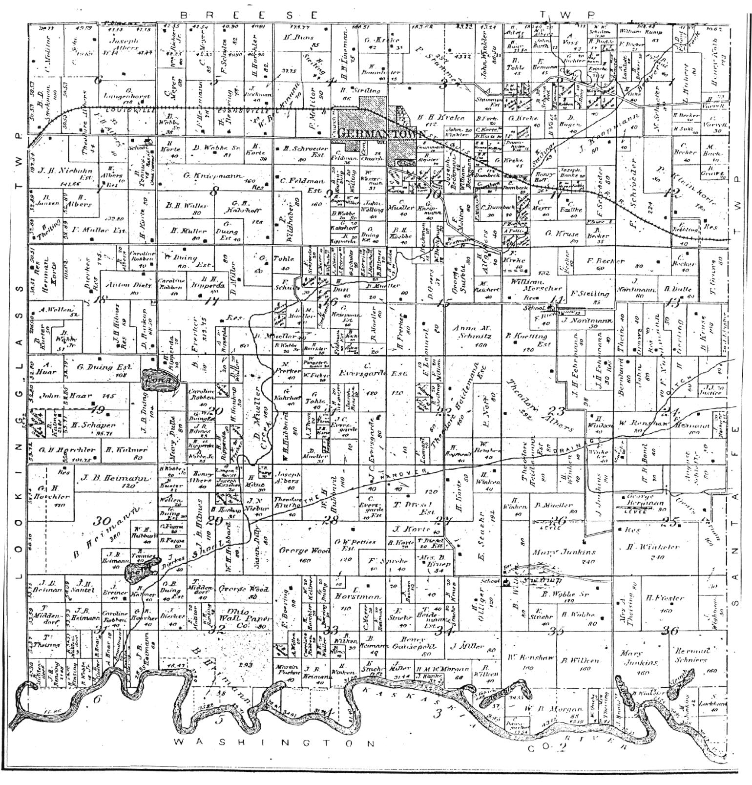 Germantown Township 1892 Plat Map, Clinton County IL