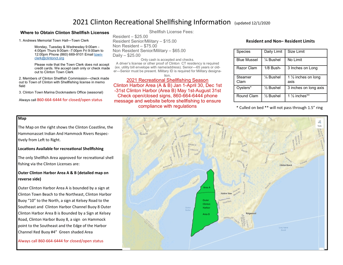 Recreational Shellfishing Map & Information Clinton Shellfish Commission