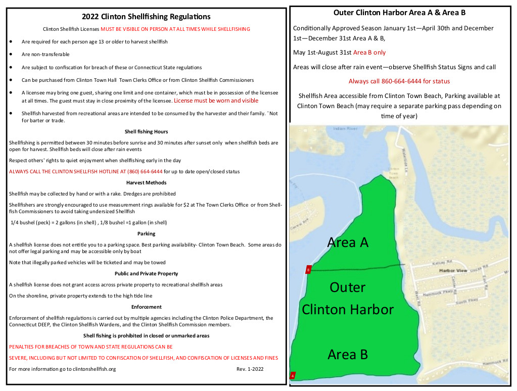 Recreational Shellfishing Map & Information Clinton Shellfish Commission