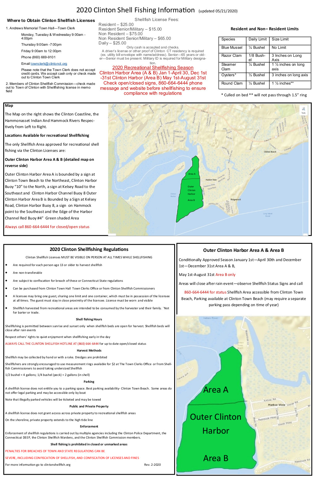 Recreational Shellfishing Map Open/Closed Areas Clinton Shellfish