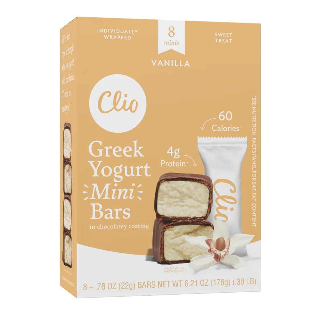 Vanilla Greek Yogurt Minis 8 Bar Count Clio Snacks
