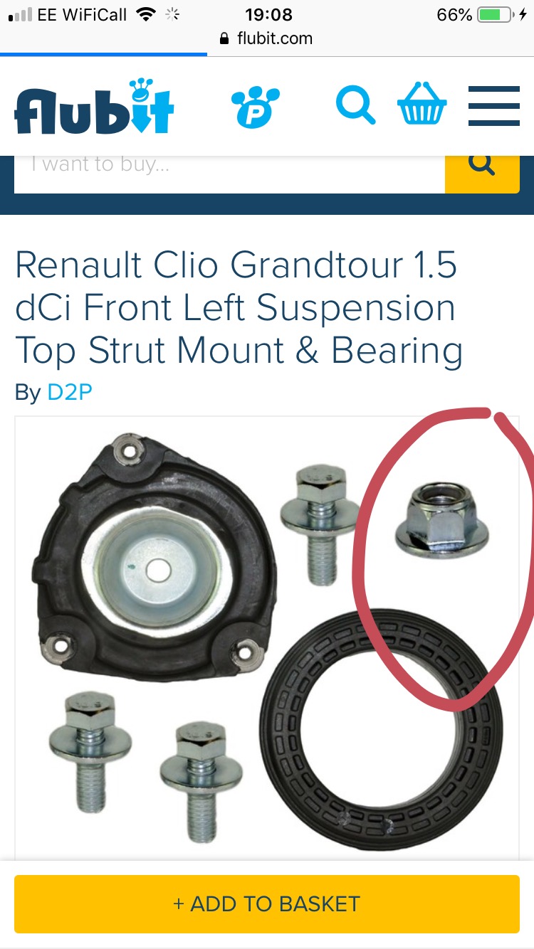 DCI top mount nuts and washer
