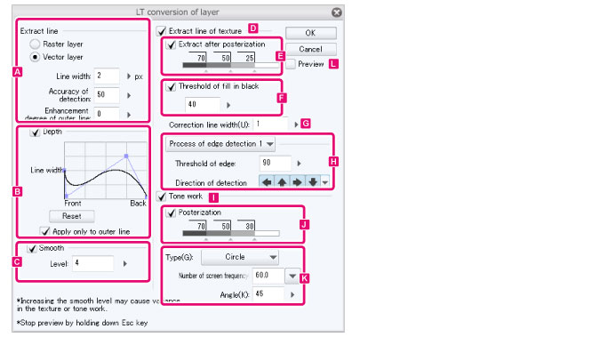 Line extraction function in clip studio paint ver 1.9.11