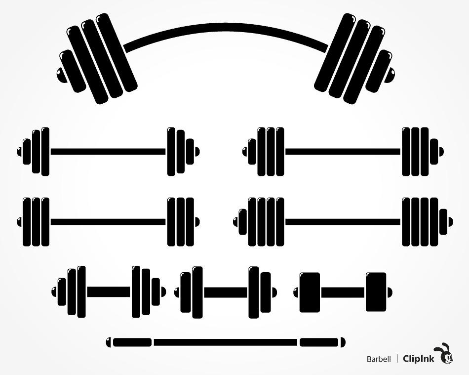 Barbell svg, Workout weight set svg, png, eps, dxf, pdf ClipInk