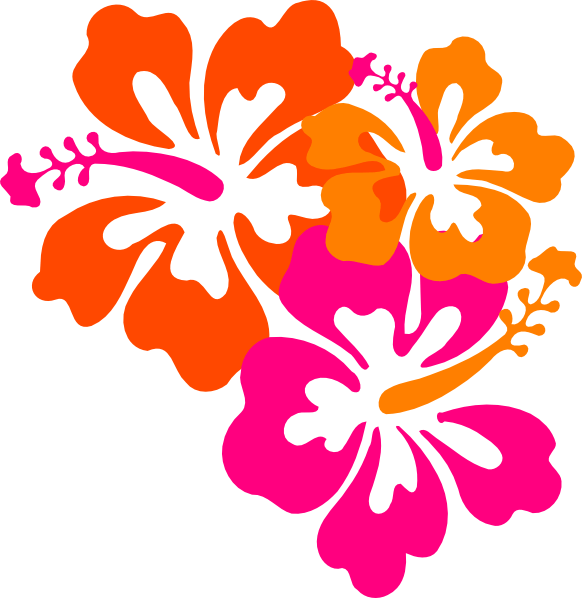 Orange And Pink Flowers clip art vector clip art online, royalty