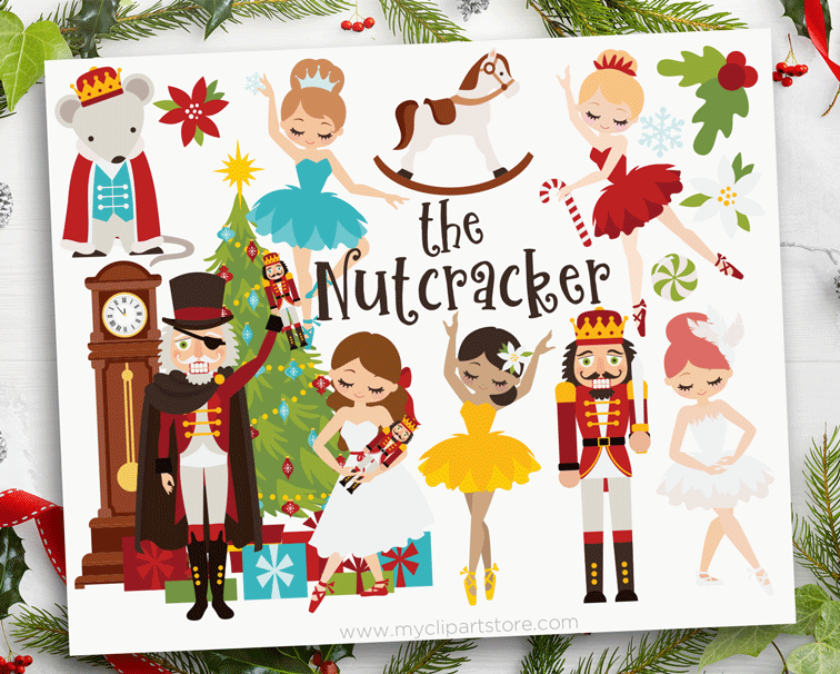 The Nutcracker Christmas clipart, The Nutcracker ballet graphic, Holiday Clip art, Sugar Plum