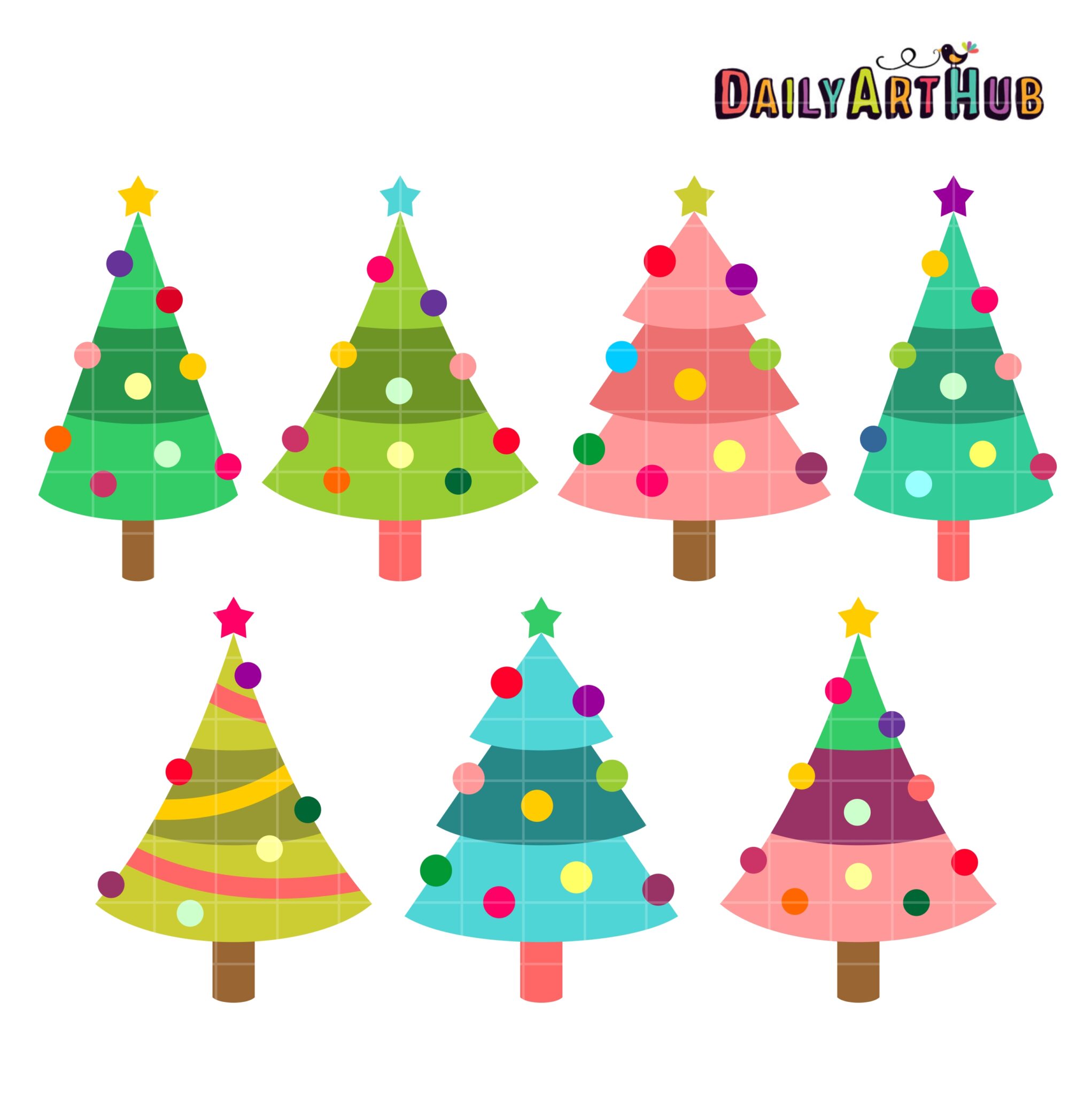 Simple Christmas Trees Clip Art Set Clip Art Library