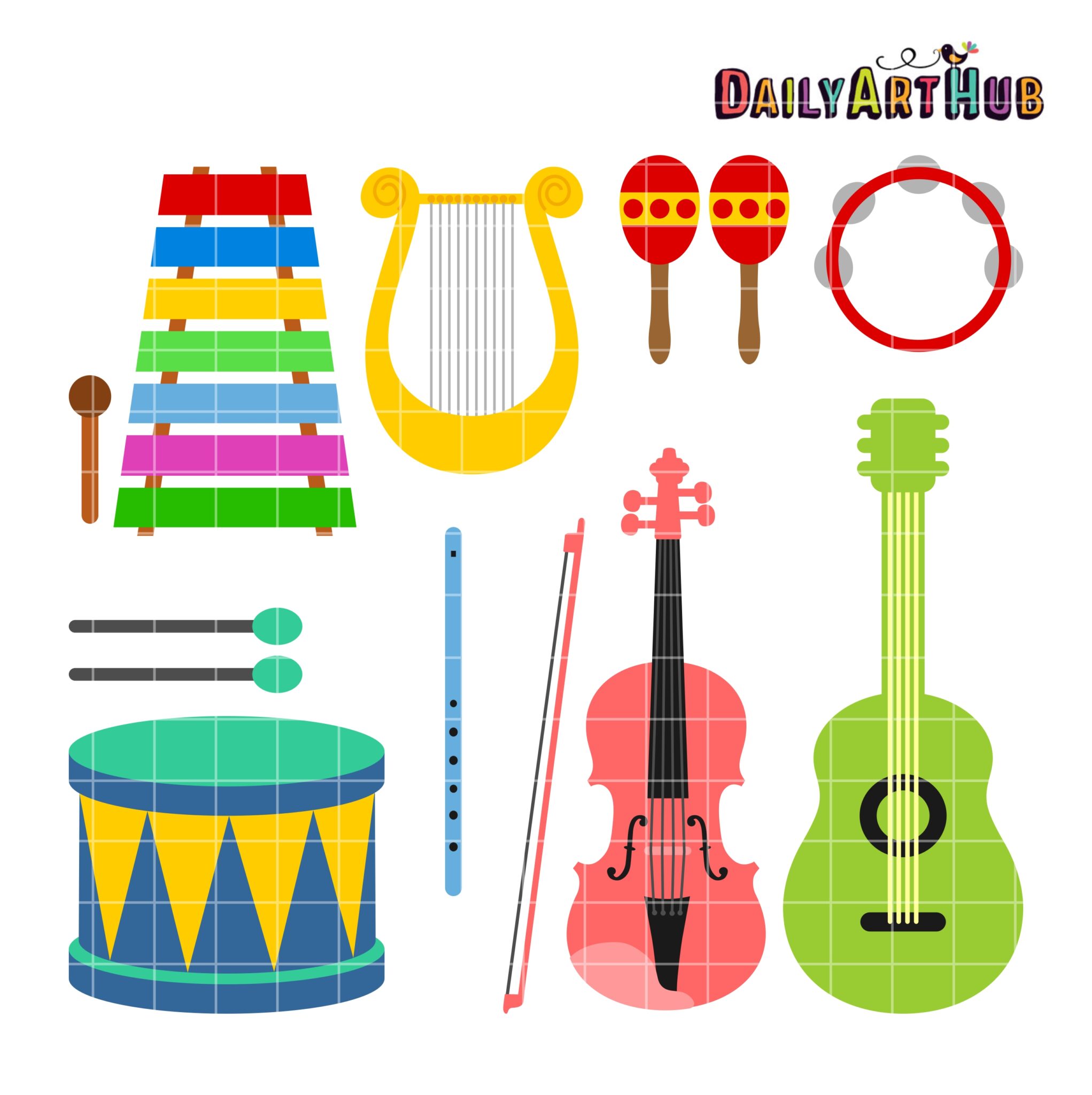 Musical Instruments Clipart & Vector Set Clip Art Library