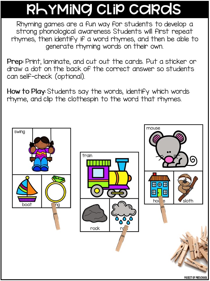 Rhyme Time Set 1 Preschool reading, Kindergarten reading Clip Art