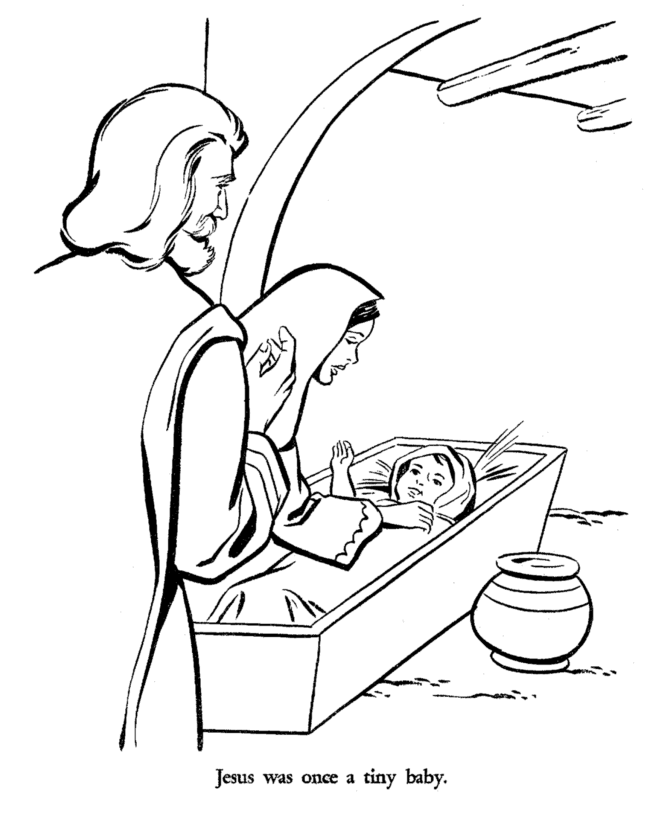 Baby Jesus Coloring Pages for Kids Printable Christian Coloring Sheets