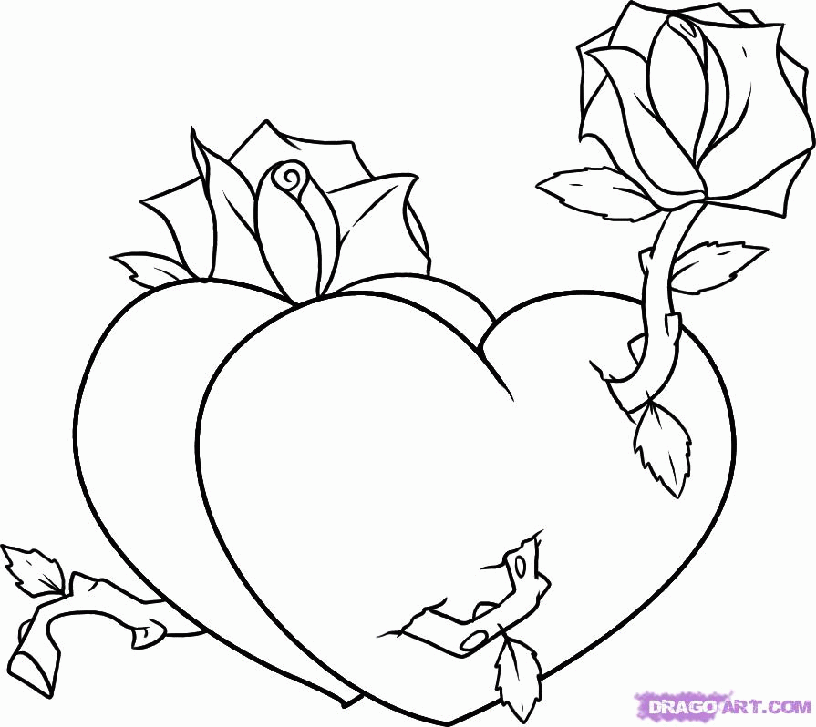 Free Coloring Pages Of Roses And Hearts, Download Free Clip Art, Free