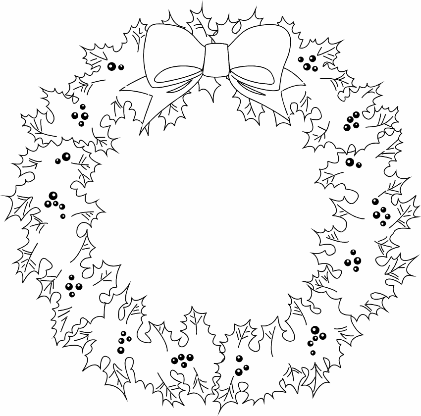 Free Christmas Wreath Coloring Page, Download Free Christmas Wreath