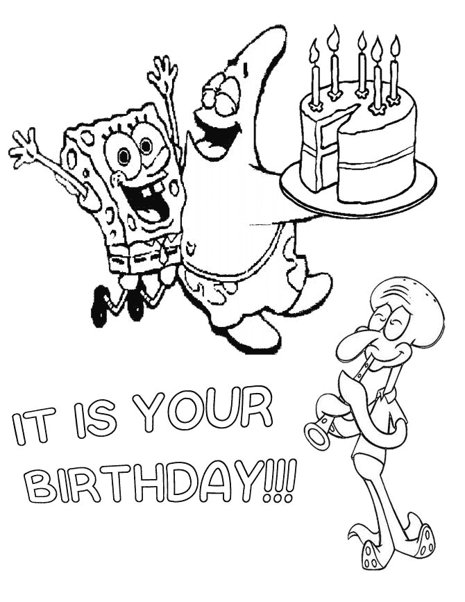 spongebob birthday coloring page Clip Art Library