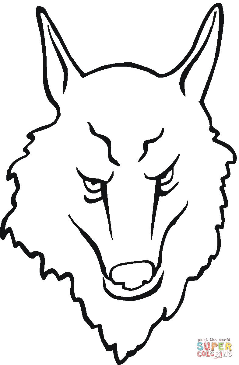 Wolf Face Coloring Page Printable Coloring Sheet for Kids