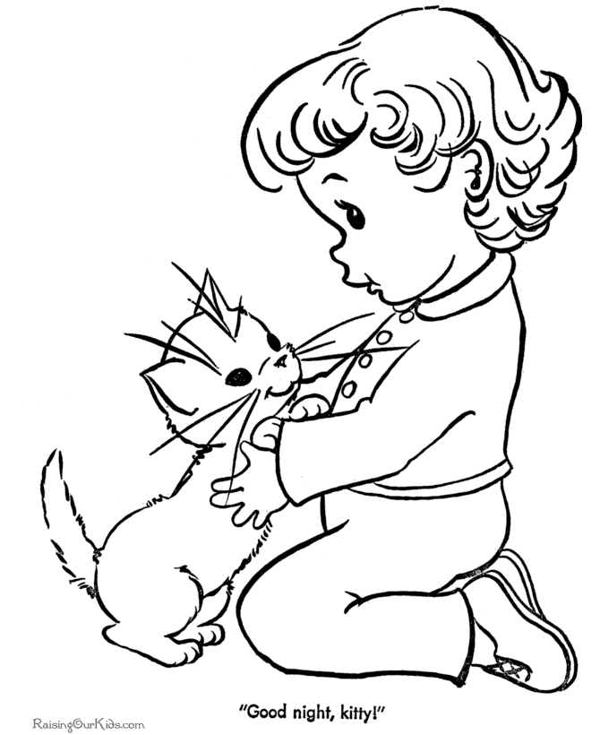 cat and girl coloring pages Clip Art Library