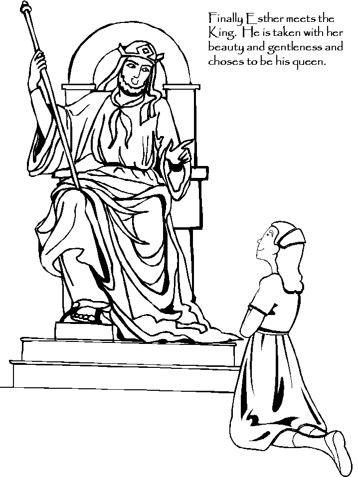 Esther and Mordecai with King's Edict coloring page