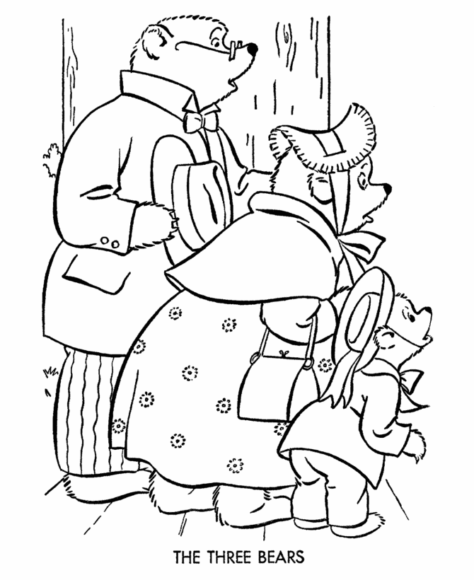 Goldilocks and the Three Bears Coloring Pages - Free Printable Sheets