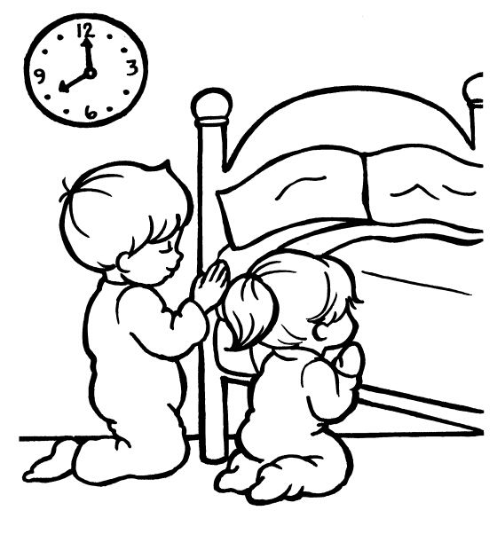 Children Praying Coloring Page Encouraging Spiritual Reflection