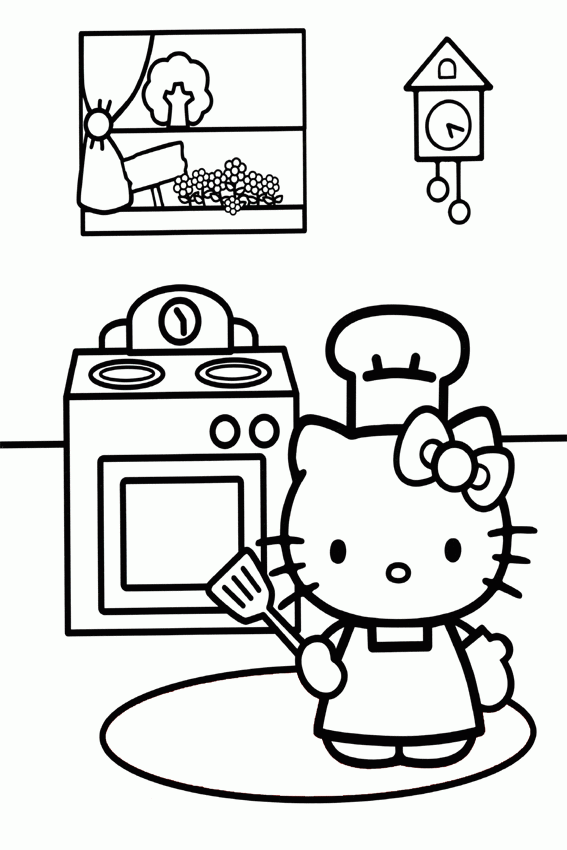 hello kitty cooking coloring pages Clip Art Library