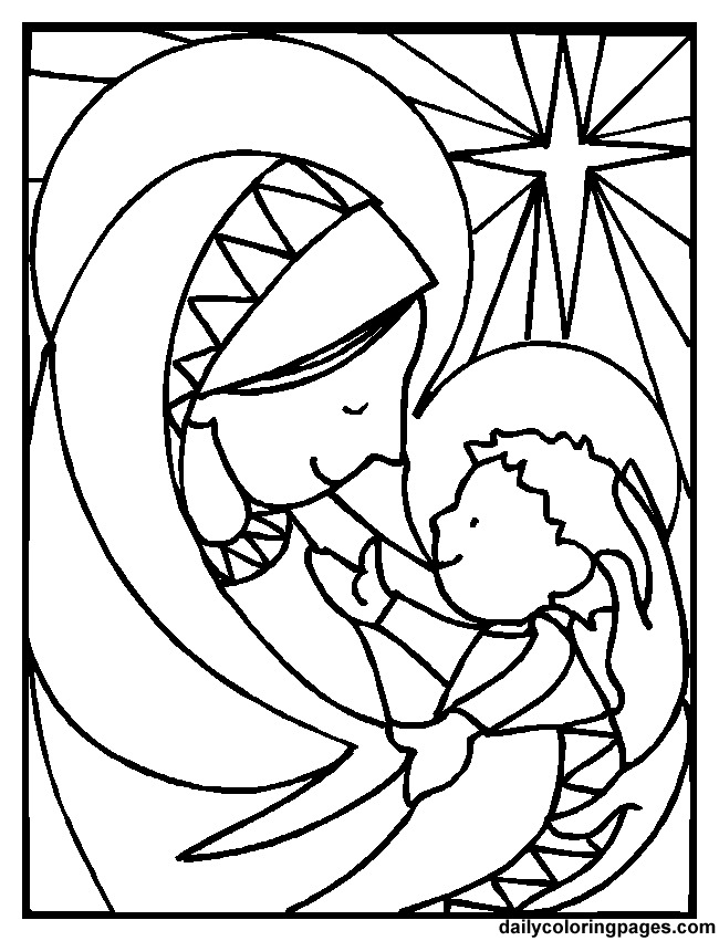 mary and jesus coloring Clip Art Library