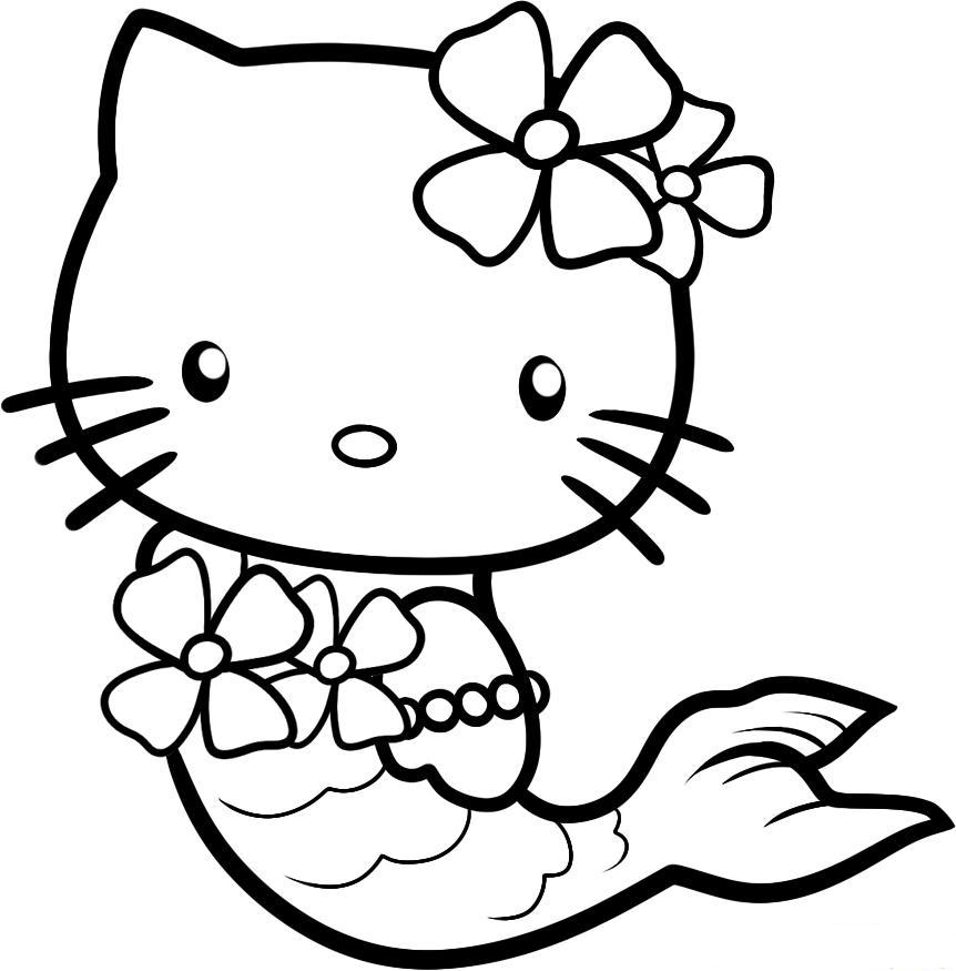Hello Kitty Mermaid Coloring Pages Free Printable