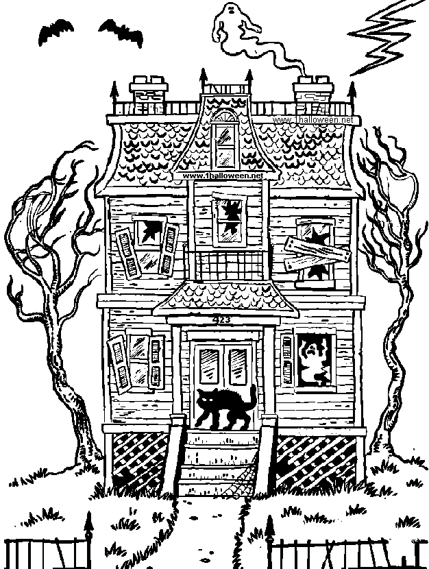 Haunted House Coloring Page LoveToKnow