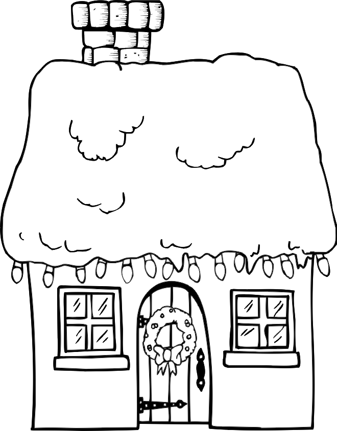 simple christmas house drawing 532685