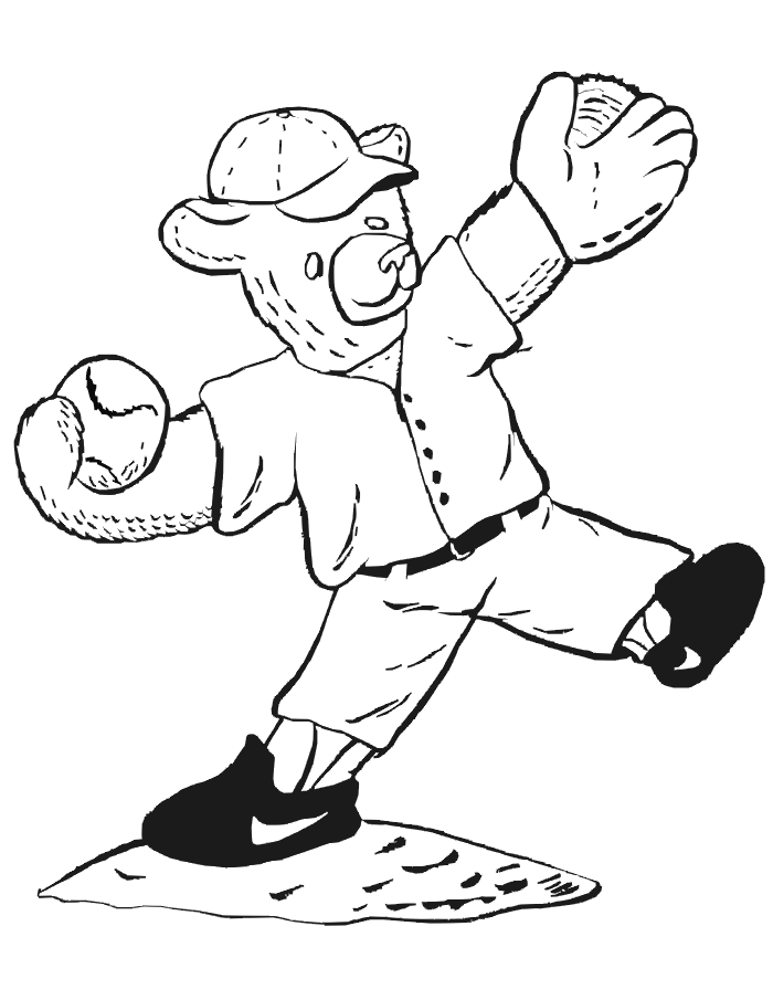 Free Baseball Pitcher Coloring Page, Download Free Baseball Pitcher